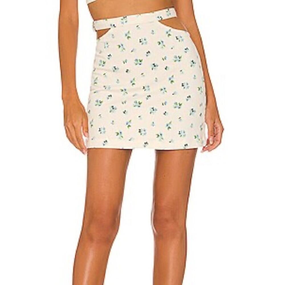 WeWoreWhat Cut Out Skirt in Ivory Watercolor Ditsy Women’s Sz M